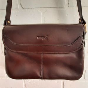 Vintage Basido Chocolate Brown and Gold Italian Leather Luxury Shoulder Bag